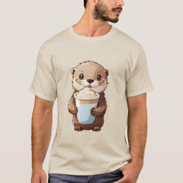 2023年 カワウソのミルクティーTシャツ かわいい Tシャツ