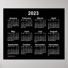 2023年 ネオン ホワイト 壁掛けカレンダー / Janz Poster ポスター