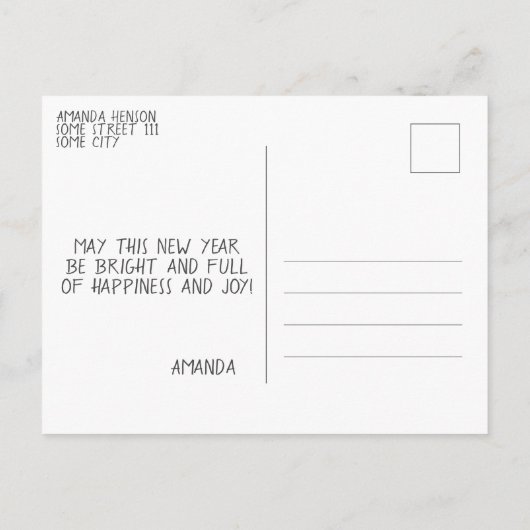 2023年 ハッピーニューイヤー 5枚の写真のコラージュ ポストカード (裏面)