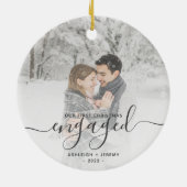 2023年 初めてのクリスマス 婚約記念 グレー セラミックオーナメント (裏面)