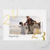 2023年 新年の写真と輝くゴールド 箔シーズンカード (正面)