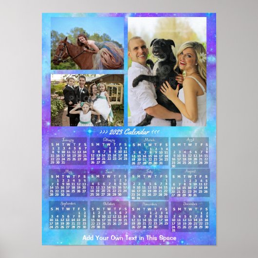 2023年 月別カレンダー ボヘミアンワークス ウォーターカラー 3枚の写真 ポスター (正面)