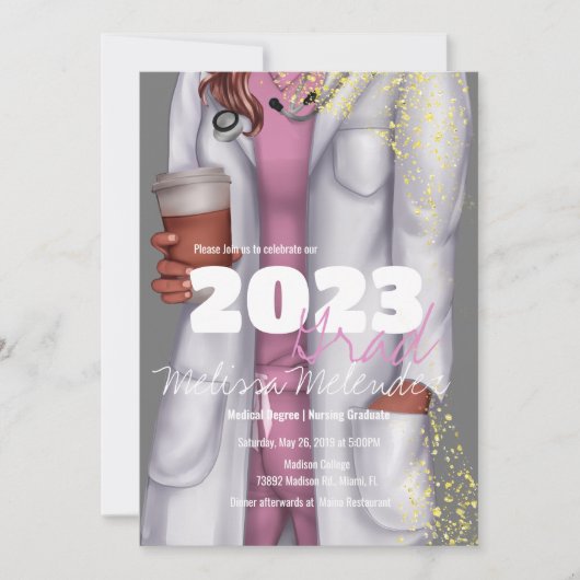 2023年　看護師　卒業医療用スクラブ 招待状 (正面)