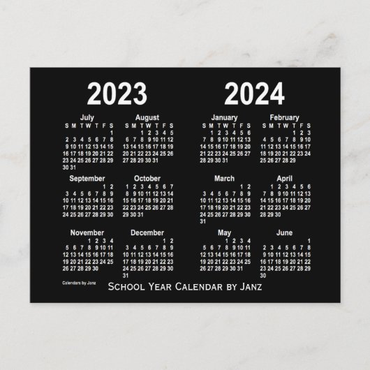2023年~2024年ネオン・ホワイトスクール・カレンダー ポストカード (正面)