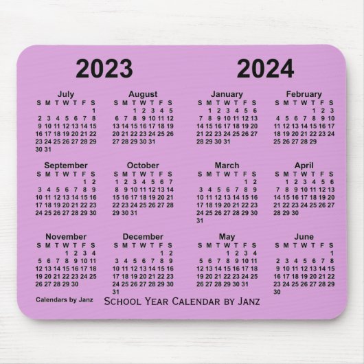 2023年～2024年ヤンツ・プラム校年予定表 マウスパッド (正面)