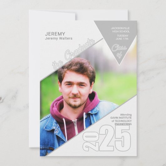 2023幾何形状写真卒業 招待状 (正面)