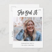 2023彼女はそれをスクリプモダント写真卒業した インビテーションポストカード (正面/裏面)