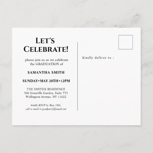 2023彼女はそれをスクリプモダント写真卒業した インビテーションポストカード (裏面)