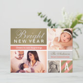 2023明るい新年のバラ金ゴールド写真コラージュ シーズンカード (スタンド正面)