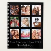 2023最高の年のオーガナイズマザー写真家族コラージュ黒 プランナー手帳 (正面)