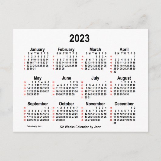 2023白52週間カレンダーby Janz ポストカード (正面)
