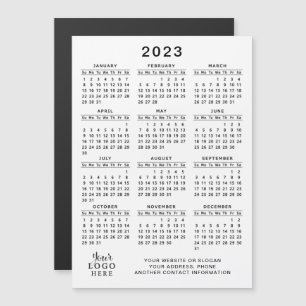2023磁気カレンダーロゴホワイトブラックシンプル