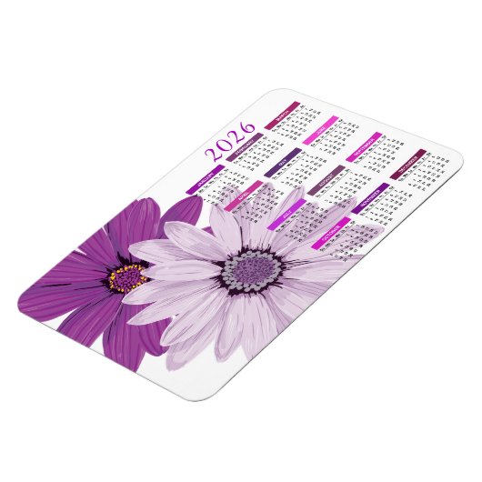 2023紫かわいらしデイジーカレンダー マグネット (左側)