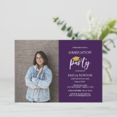 2023紫と金ゴールド写真卒業パーティー 招待状 (スタンド正面)