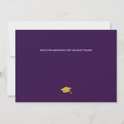 2023紫色の白金ゴールド写真卒業パーティー 招待状 (裏面)