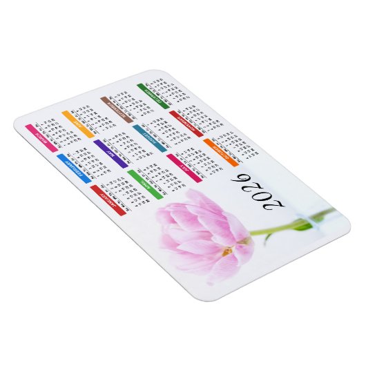 2023美しいピンクの牡丹 |フローラ予定表 マグネット (右側)