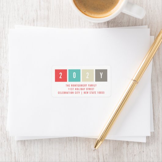 2023色ブロックモダン年末年始の休日アドレス ラベル (インサイチュ)