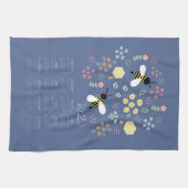 2023茶タオルのカレンダーはちみつ蜂フローラ園 キッチンタオル (横)