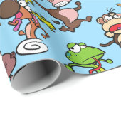 2023走年かわいいマンガ走ンのLブルーのまわりにBG ラッピングペーパー (ロールコーナー)