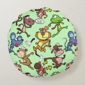 2023走年かわいいマンガ走ーのLグのまわりにリーンBG ラウンドクッション (裏面)