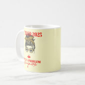 2023退職した年退職女子顔リップサングラス コーヒーマグカップ (正面左)