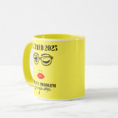 2023退職した年退職女子顔リップサングラス マグカップ (正面左)