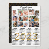 2023金ゴールドスクリプトカレンダーフォトコラージュモダン シーズンカード (正面/裏面)
