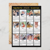 2023金ゴールドモダンスクリプトファミリー12フォトカレンダー シーズンカード (正面/裏面)