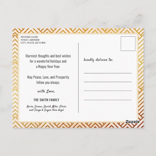 2023金ゴールドモダンスクリプトファミリー12フォトカレンダー ポストカード (裏面)