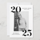 2023黒はっきりしたレタリング写真卒業パーティー 招待状 (正面)