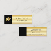 2023黒 |金ゴールドグラッドキャップ卒業式の挿入カード スキニー名刺 (正面/裏面)