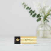 2023黒 |金ゴールドグラッドキャップ卒業式の挿入カード スキニー名刺 (スタンド正面)