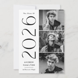 2023 モダン3写真卒業パーティー 招待状