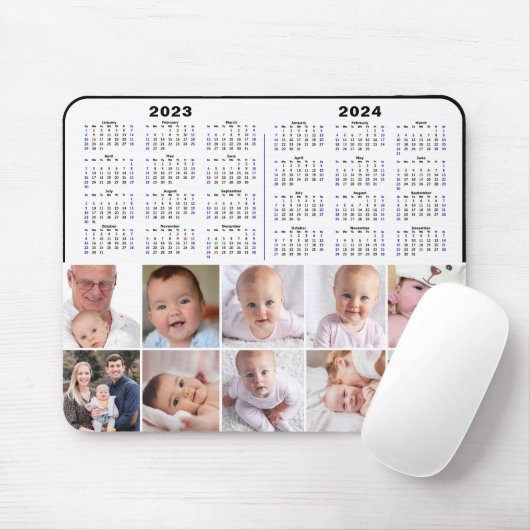 2023 - 2024カレンダーカスタムファミリーフォトモダン マウスパッド (マウス)