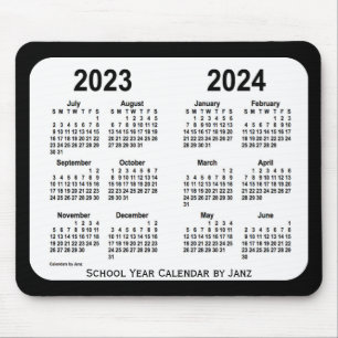 2023-2024ジャンスによる白黒の学校カレンダー マウスパッド