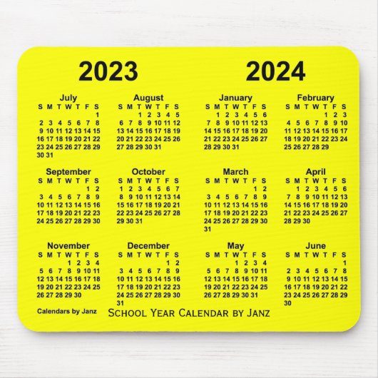 2023-2024学年カレンダーbyヤンツ・イエロー マウスパッド (正面)