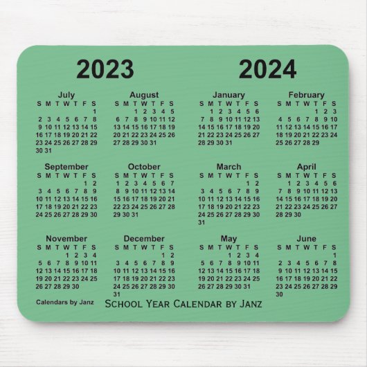 2023-2024学年カレンダーby Janz Sea Green マウスパッド (正面)