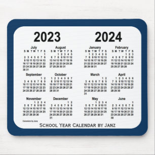 2023-2024警察箱のJanz著青い学校のカレンダー マウスパッド