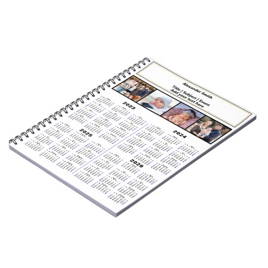 2023 2024 2025 2026カレンダカスタムー写真モダンN ノートブック (左側)