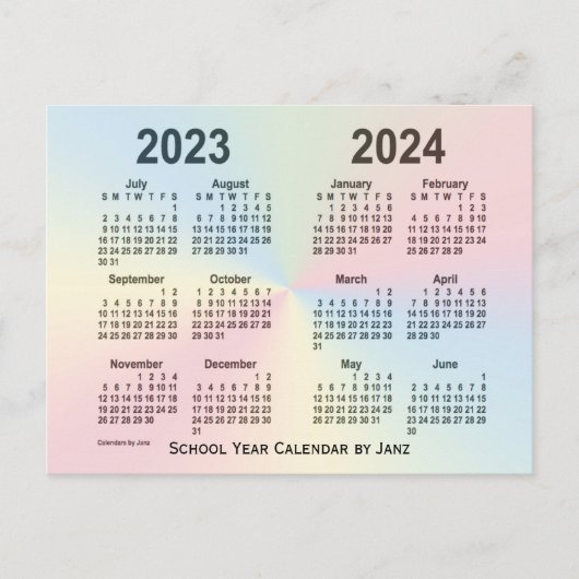 2023-2024 Rainbow Cloud School Calendar by Janz ポストカード (正面)