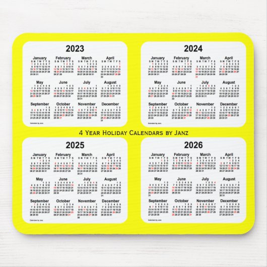 2023-2026イエローホリデーカレンダーby Janz マウスパッド (正面)