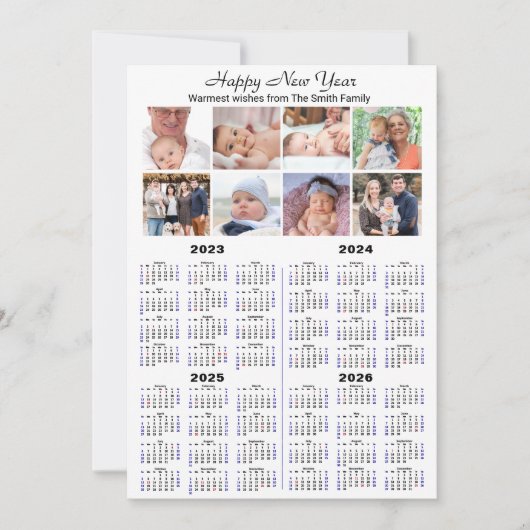 2023 - 2026カレンダファミリモダン8フォトコラージュ シーズンカード (正面)