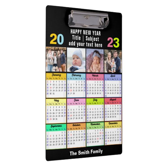 2023-2026カレンダーカスタム家族4写真モダン クリップボード (右)