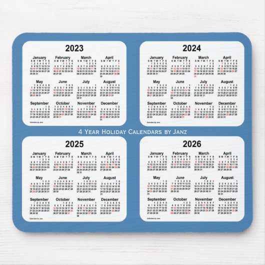 2023-2026スチールブルーホリデーカレンダーby Janz マウスパッド (正面)