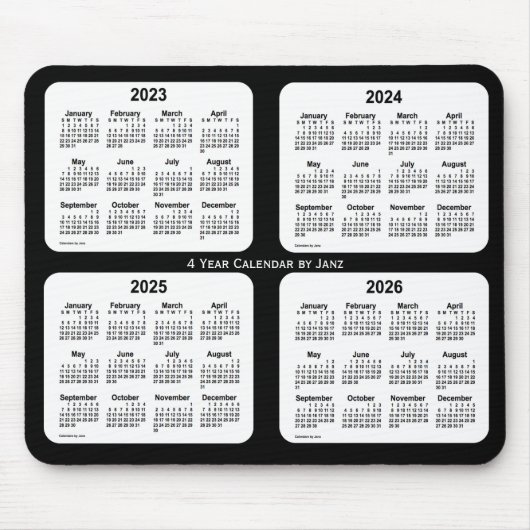 2023-2026 Black and White 4 Year Calendar by Janz マウスパッド (正面)