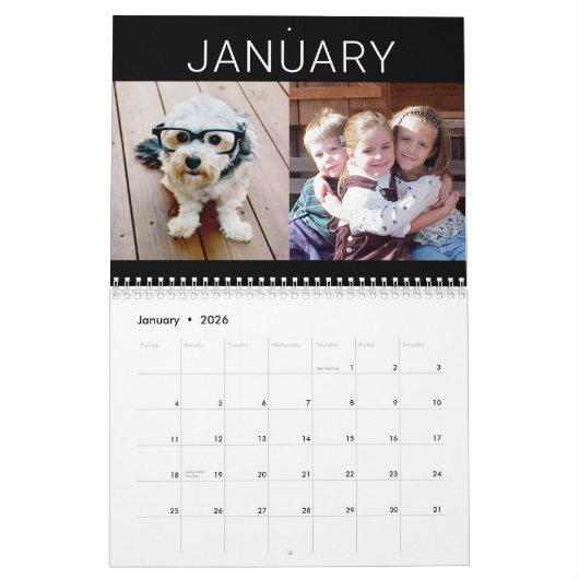 2023 - 24写真 – 1か月あたり2家族モダンの写真 カレンダー (1月 2026)
