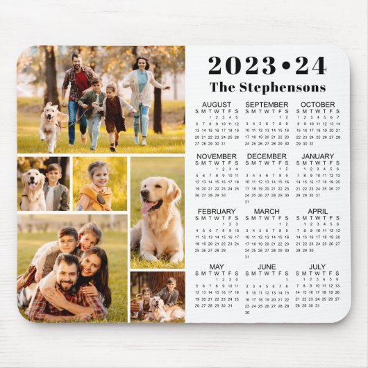 2023-24学校カレンダー6枚の写真パーソナライズされた マウスパッド (正面)