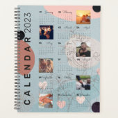 2023 Baby Blue Calendarジャーナル、6カスタム枚の写真 プランナー手帳 (正面)