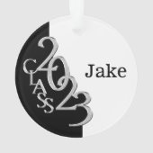 2023 Black and Silver Class Grad Photo オーナメント (裏面)