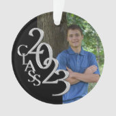 2023 Black and Silver Class Grad Photo オーナメント (正面)